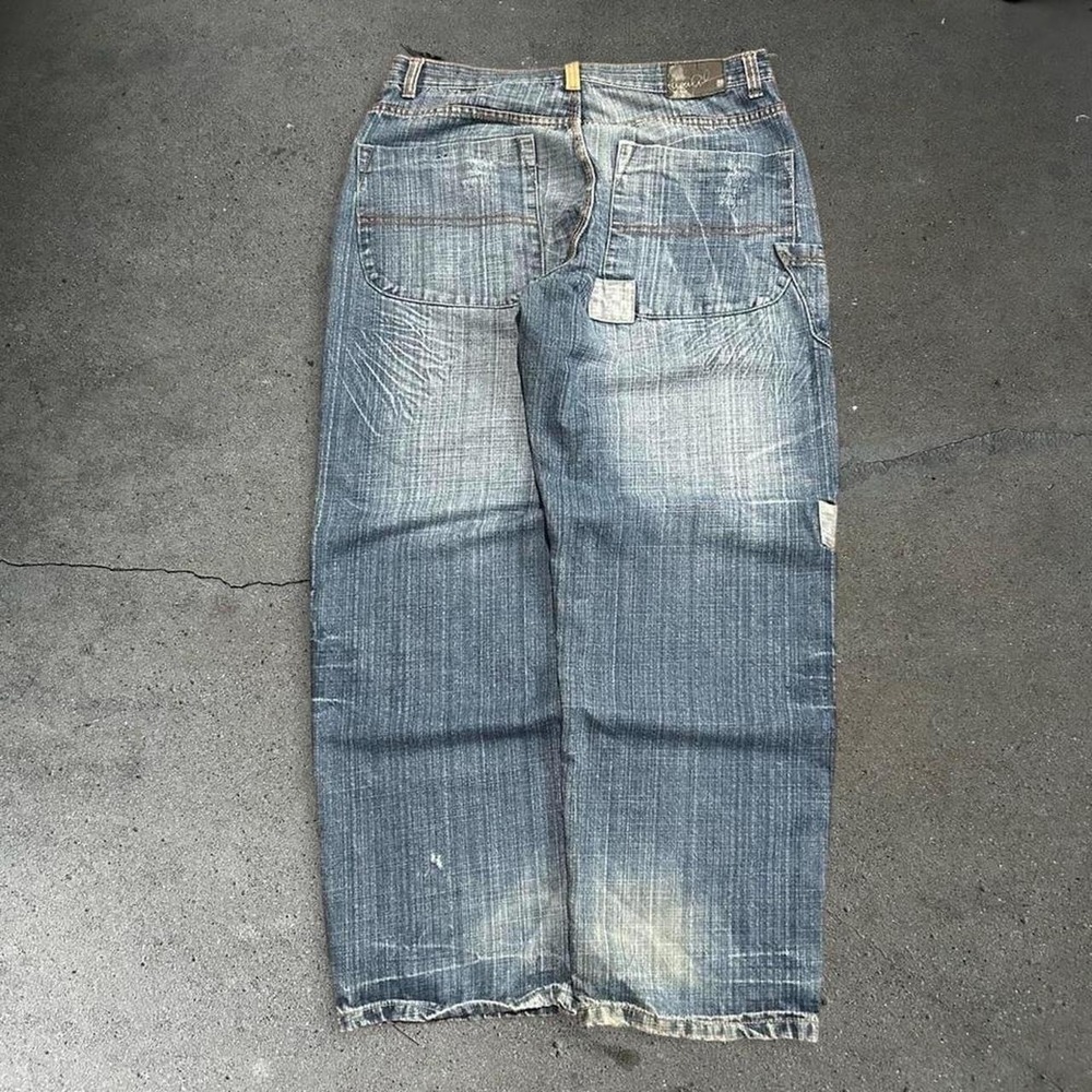 Y2K men's Makaveli Tupac baggy distressed skater hip hop jeans Size 38x32